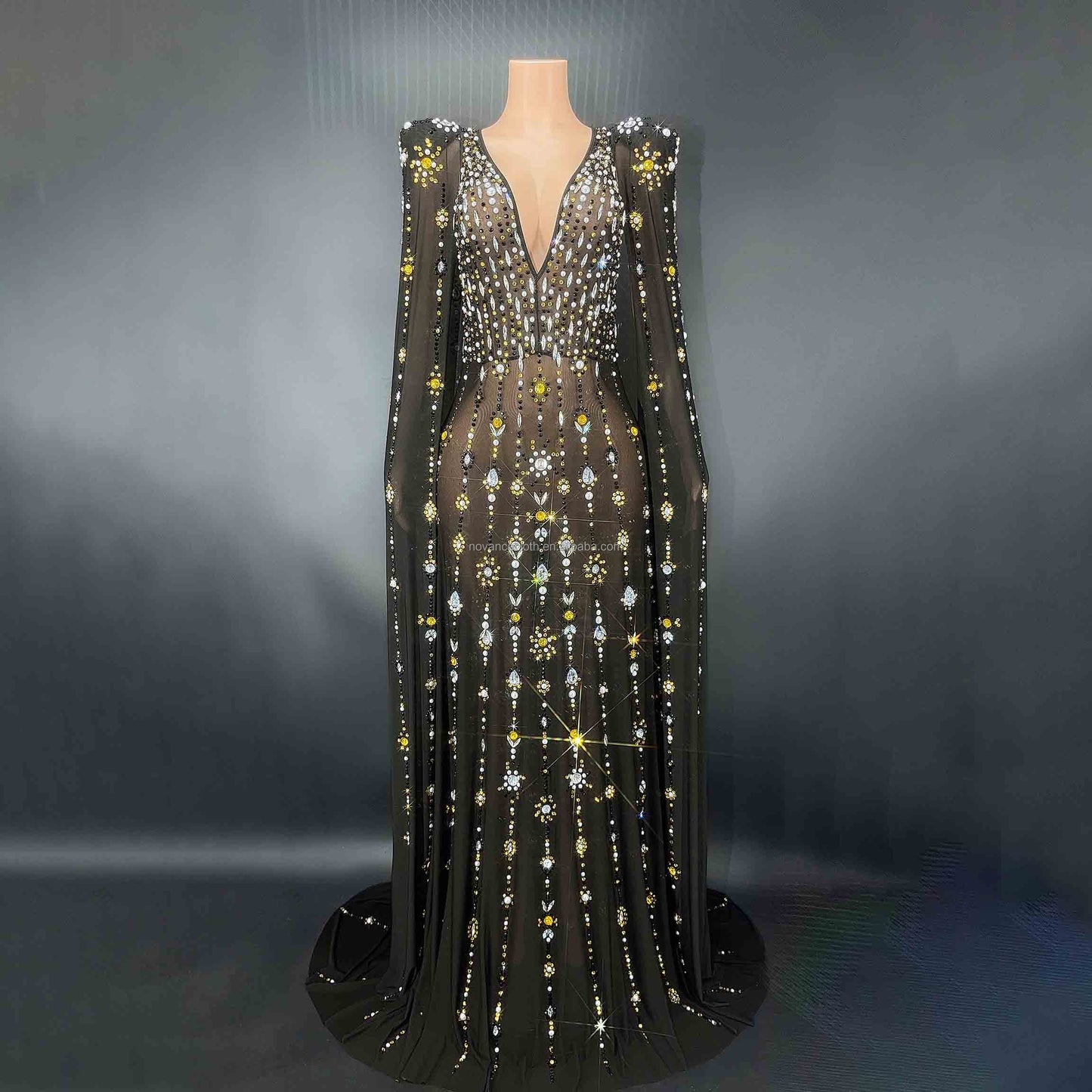 Spring Clothing Crystal Long Diamond Dress Luxury Formal Dresses for Party