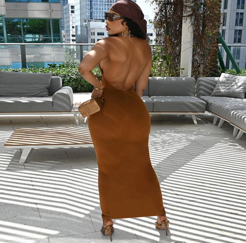 High Quality Women Sleeveless Halter Neck Ladies Dresses Long Dress for Women