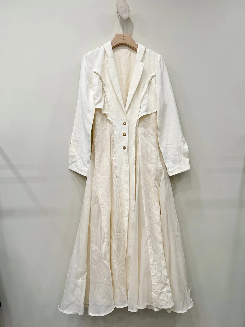 White Jacquard Linen Cotton Dress Coat Long Dresses Maxi Casual Dress Women