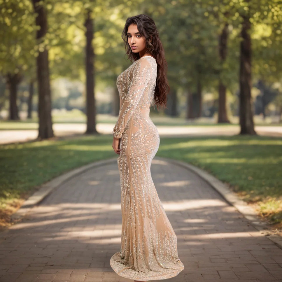 High Quality Party Gown Mermaid Transparent Women Evening Dress