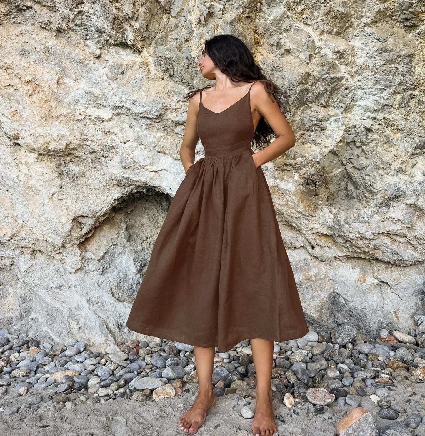Summer Beachwear Women Vintage A-Line Sling Sexy Hot Women Cotton Dress Ladies