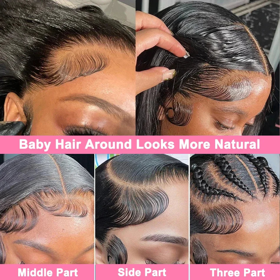 Transparent Lace Frontal Human Hair Wigs Glueless Water Wave Lace Front Wig
