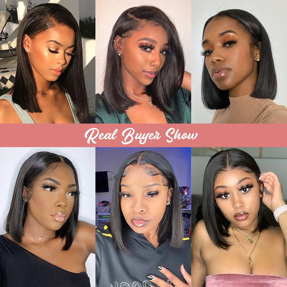 13x4 Glueless Lace Front Wig Human Hair Straight 13x6 HD Transparent Lace Frontal Wigs Short Bob Wig