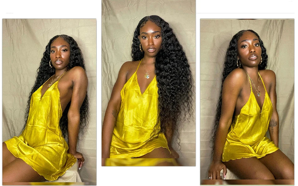 12A Water Wave Bundles With Frontal Wet and Wavy Virgin Curly Loose Deep Wave 100% Human Hair Bundles With Closure Peruvian Hair