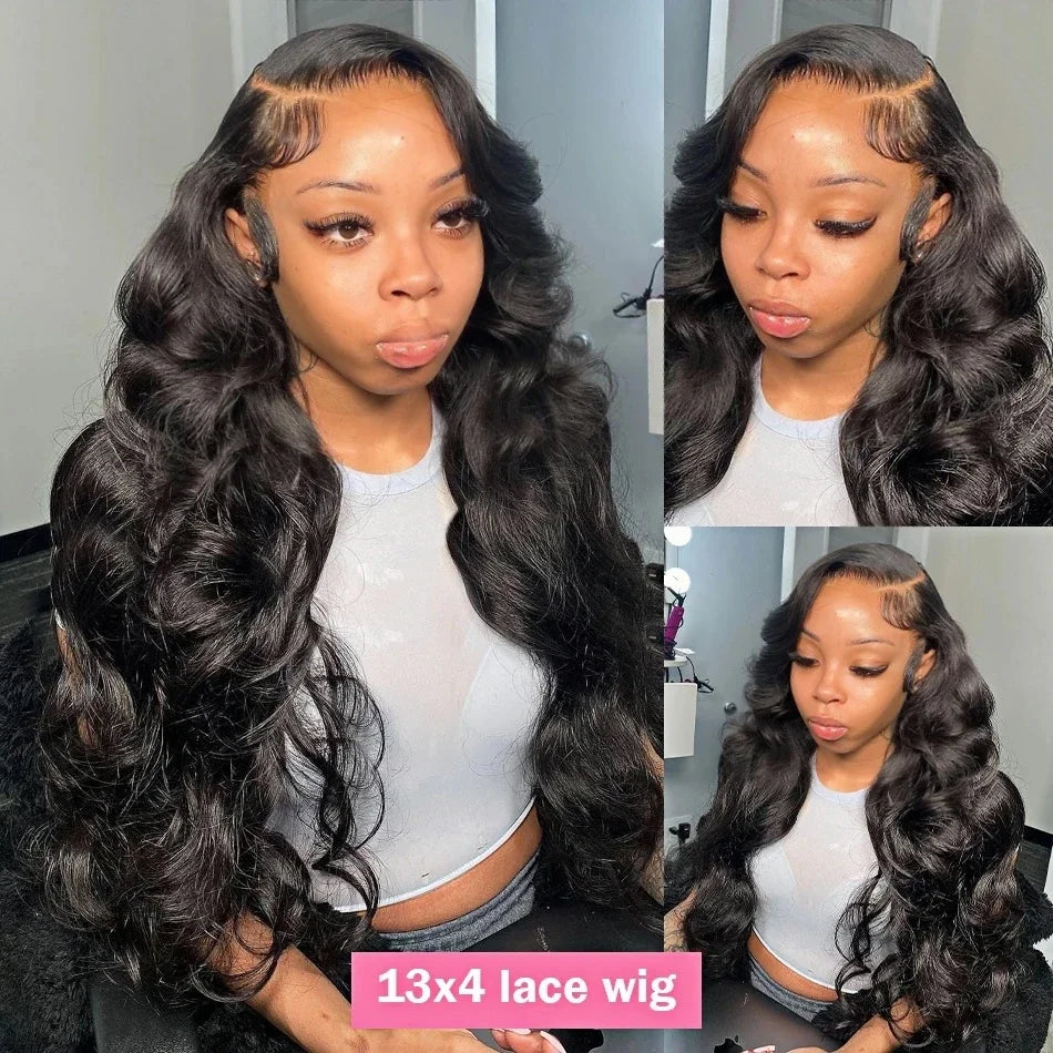 Lace Frontal Wig Human Hair Transparent Lace Front Preplucked Black Body Wave Human Hair Wigs