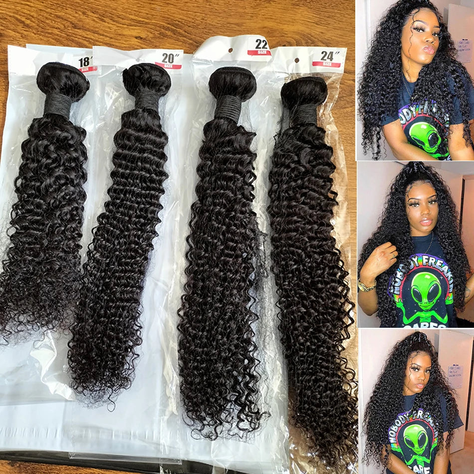 Kinky Curly Bundles 100% Human Hair Brazilian Remy Raw Human Hair Bundles Extensions