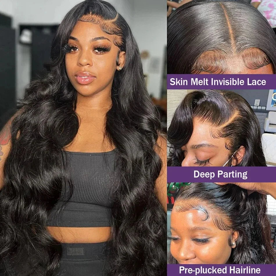 Lace Frontal Wig Human Hair Transparent Lace Front Preplucked Black Body Wave Human Hair Wigs
