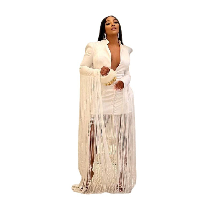 Tassel Long Sleeves Party Wear
