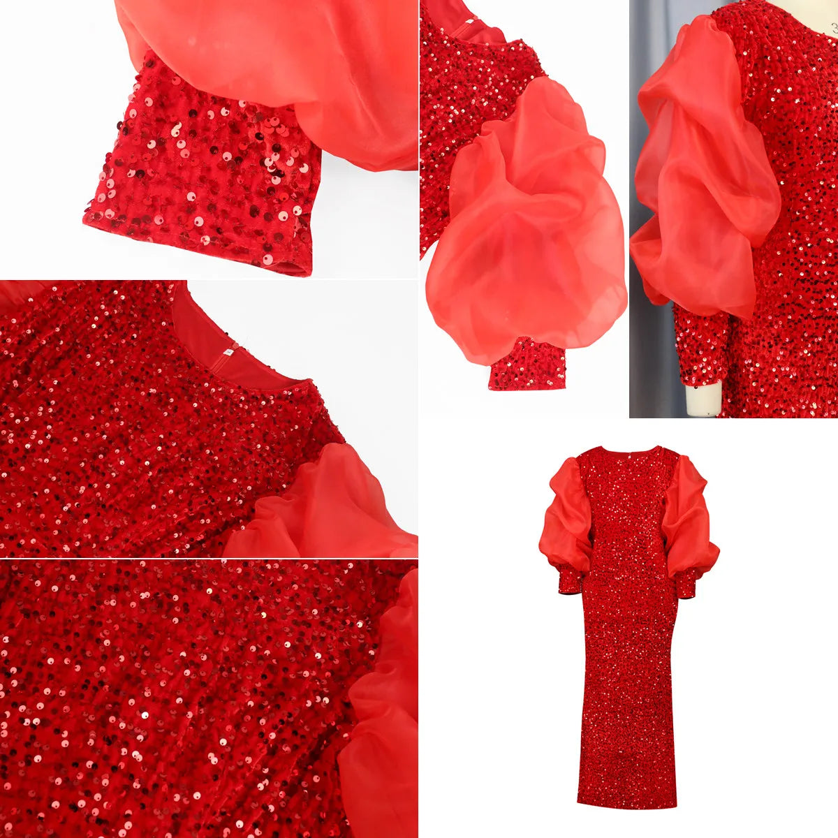 Puff Sleeve High Waist Elegant Party Dress