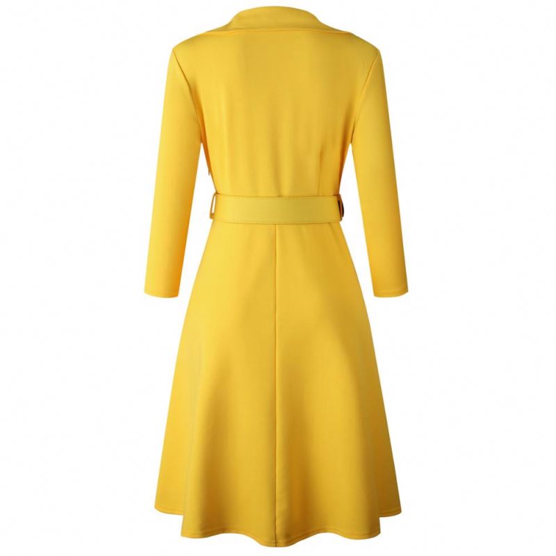 Plus Size Pleated Midi A-Line American Casual Dress