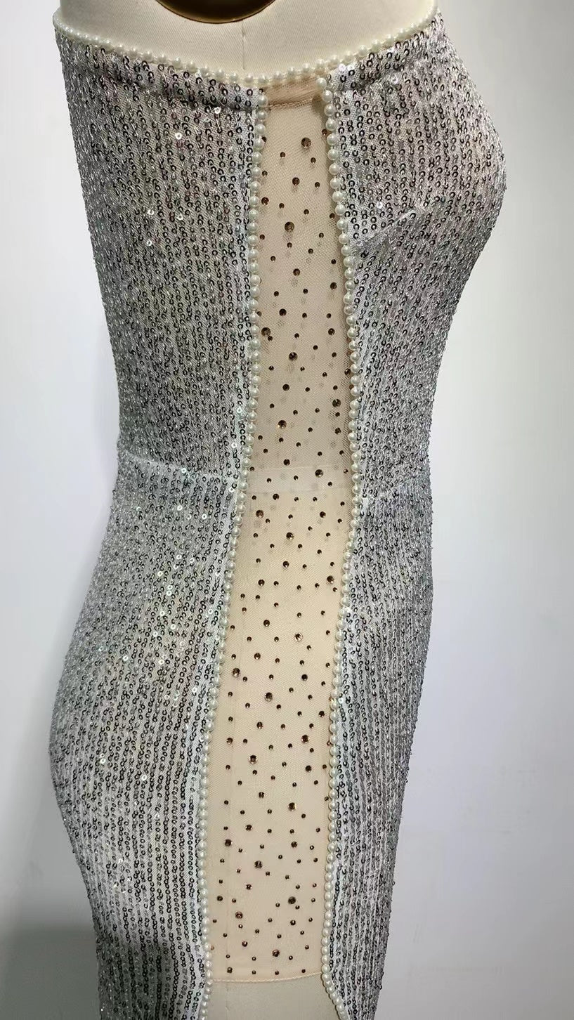 Long Elegant Diamond Dress