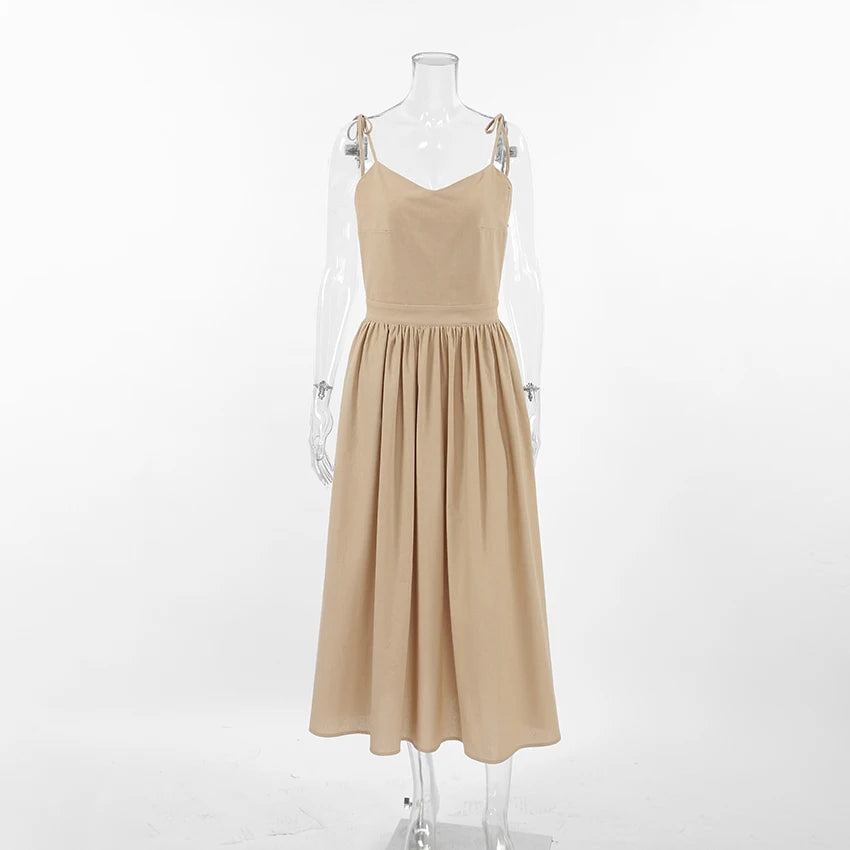 Summer Beachwear Women Vintage A-Line Sling Sexy Hot Women Cotton Dress Ladies