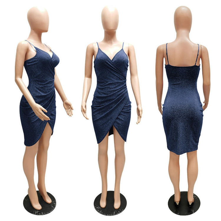 Shiny Ruffle Slip Dress