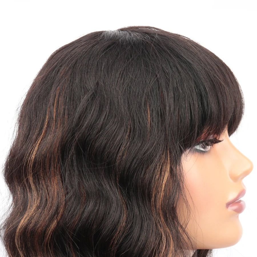 Wet And Wavy Bob Wigs With Bangs Ombre Human Hair Wigs Brazilian Natural Wave Wig