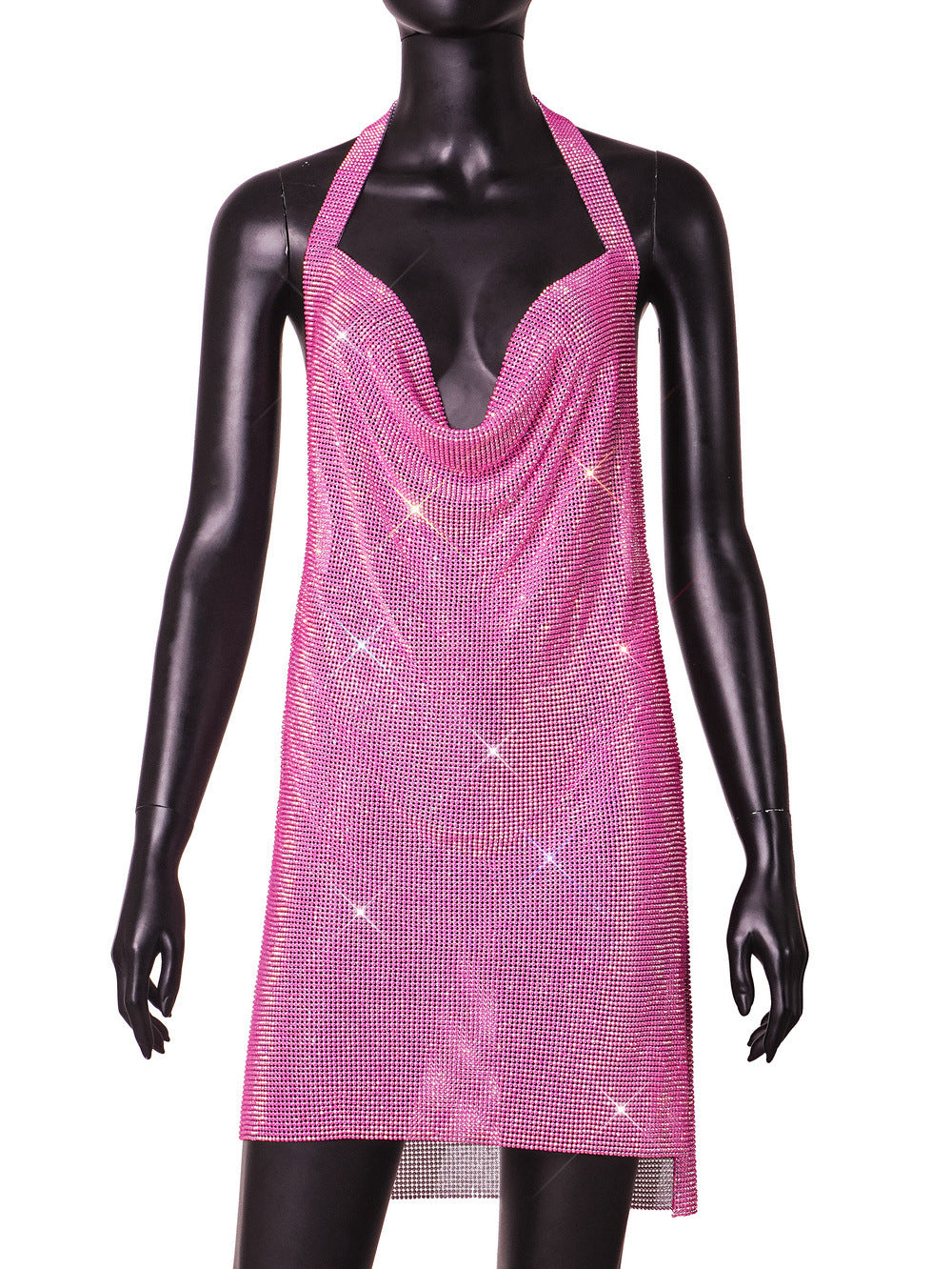 Summer V-Neck Casual Party Sexy Dress Crystal Rhinestone Wrap Mini Dress