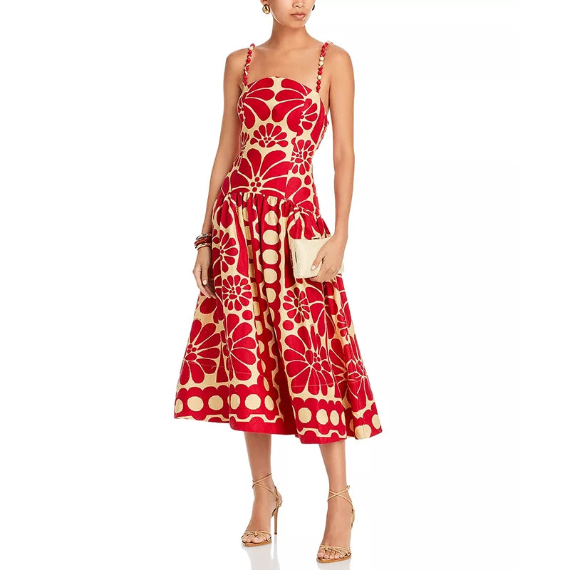 Elegant Party Dress Colorblock Sleeveless High Waist Backless Women Long Dress