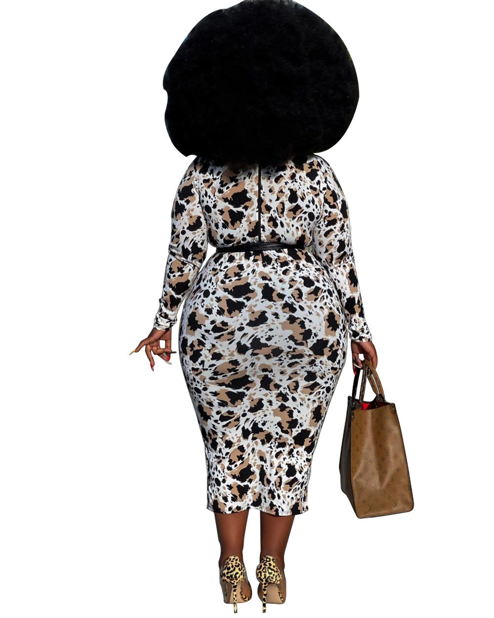 Leopard Print Women's Dresses Office Wear Plus Size Church Dress Plus Size