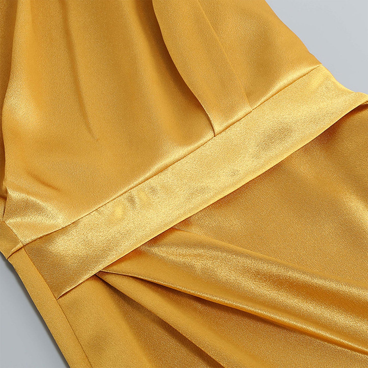 One Shoulder Silk Gold Dress Lady Long Formal Party Elegant Classic Dress