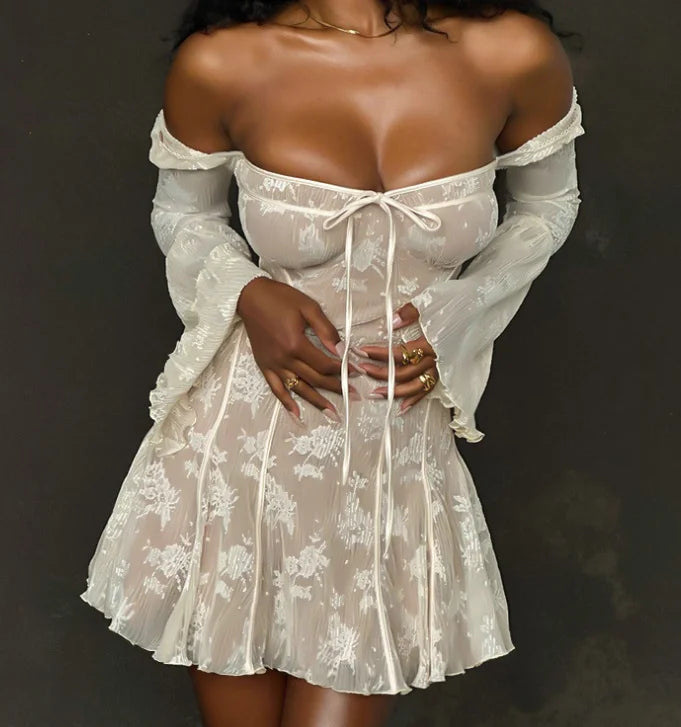 New Square Neck Lace-Up Dress