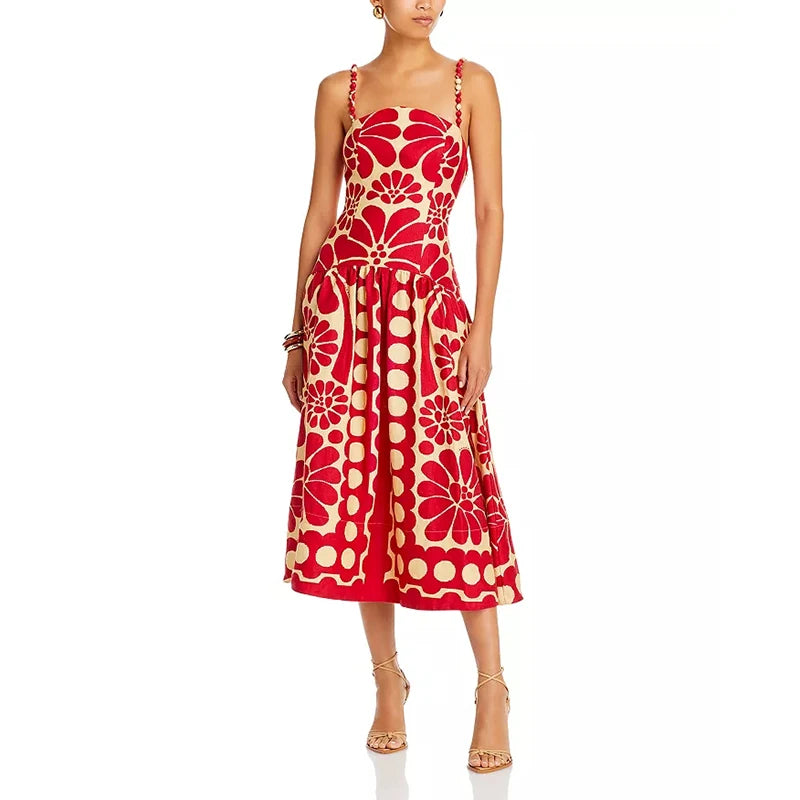Elegant Party Dress Colorblock Sleeveless High Waist Backless Women Long Dress