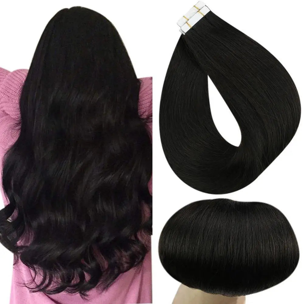 Full Shine Virgin Hand Tied Tape In Adhesives Human Hair Extensions PU Skin Weft Blonde Color Invisible Seamless Injection