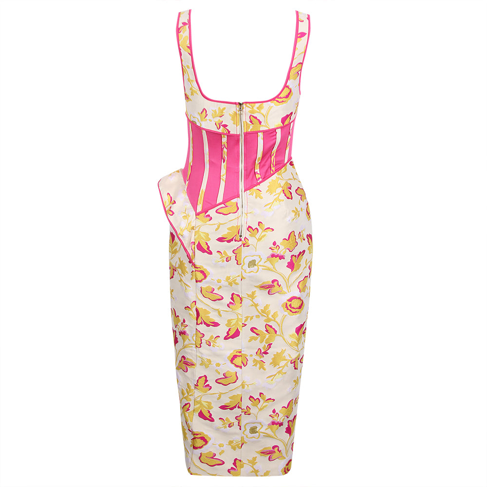 Jacquard Sleeveless Split Colorful Dress