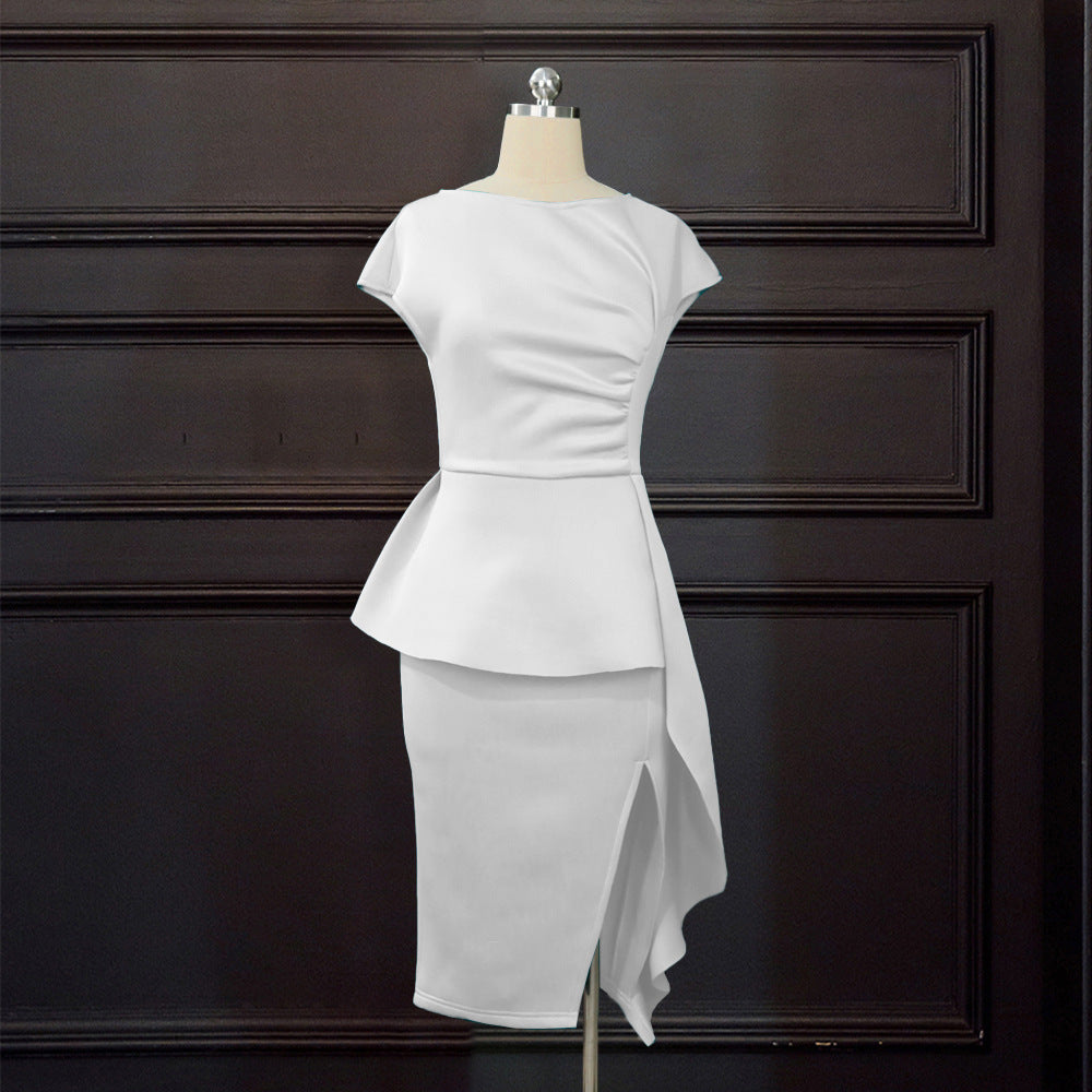 Slimming Sleeveless Slit Ruffled Dress Plus Size Dress