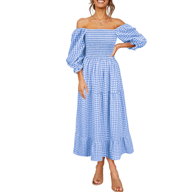 Long Elegant Casual Dress Woman Puff Sleeve Ladies Party Dress