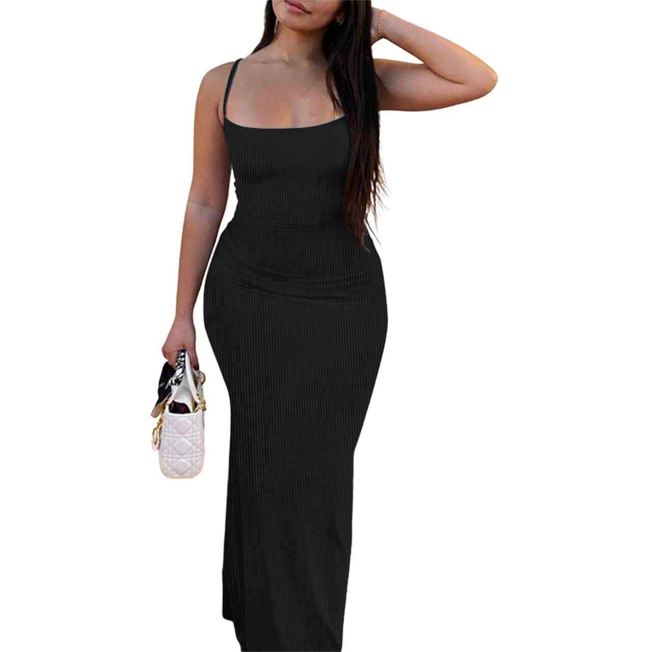 Women Casual Dress Trendy Solid Knitted Dress