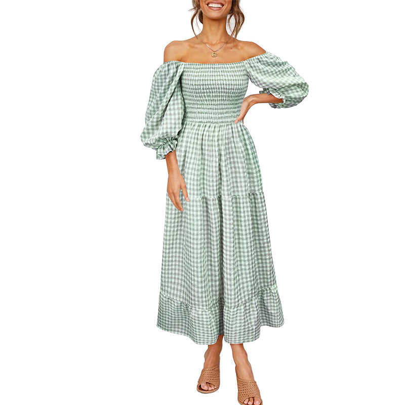 Long Elegant Casual Dress Woman Puff Sleeve Ladies Party Dress