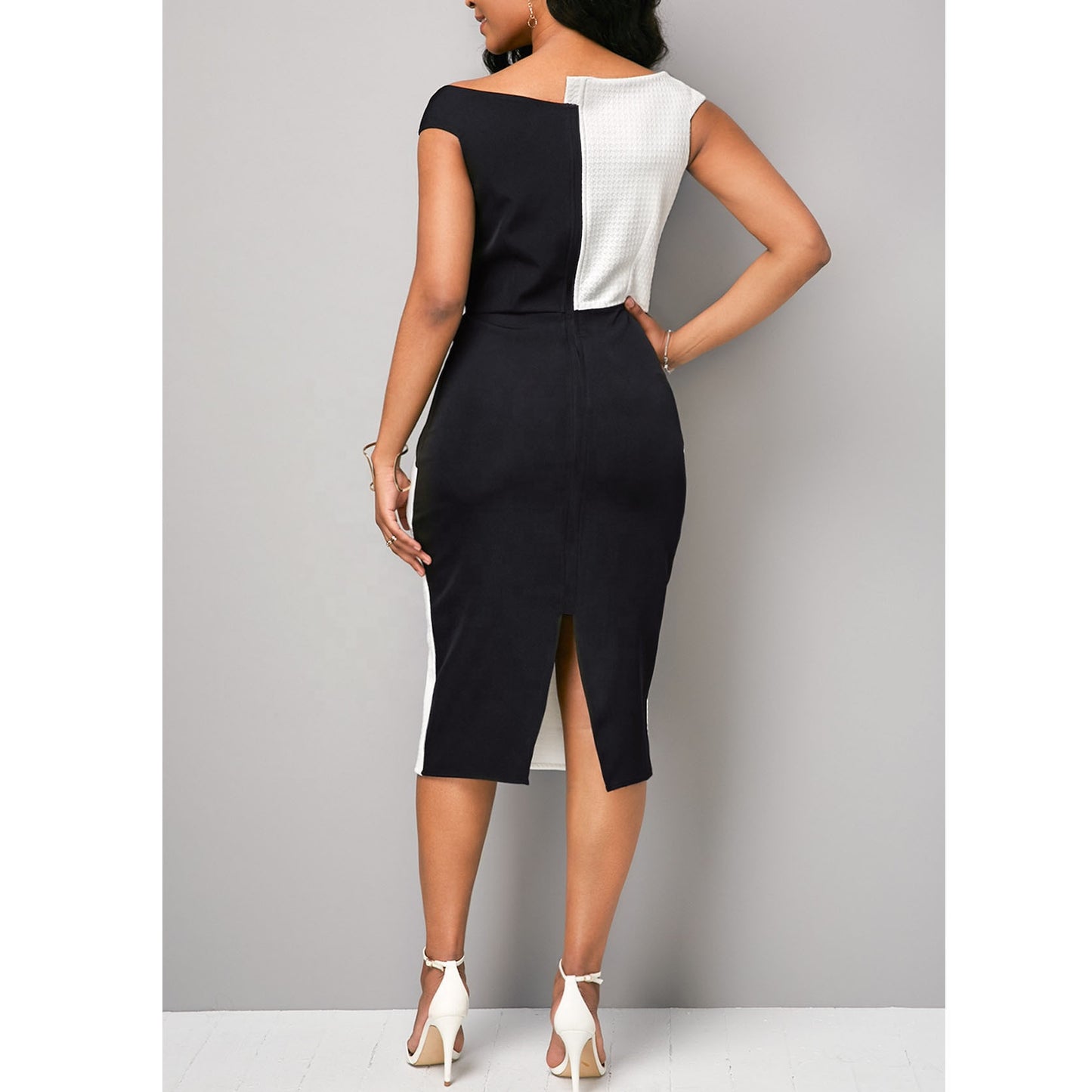 Stylish Elegant Women Off Shoulder Plus Size Dress
