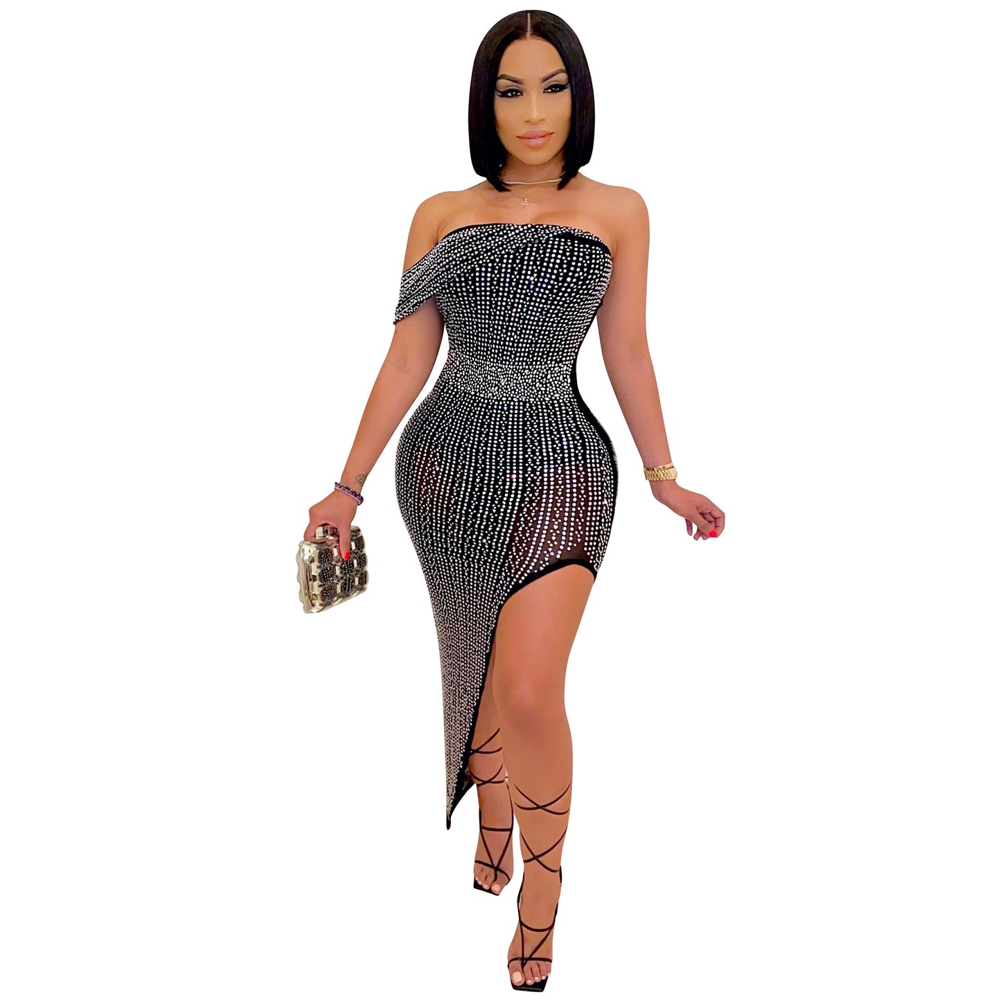 Sexy Irregular Summer Sheer Short Dress