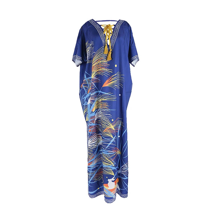 Boho Maxi Dress Printed Floral Fabrics Loose Clothes Dresses Women Lady Elegant