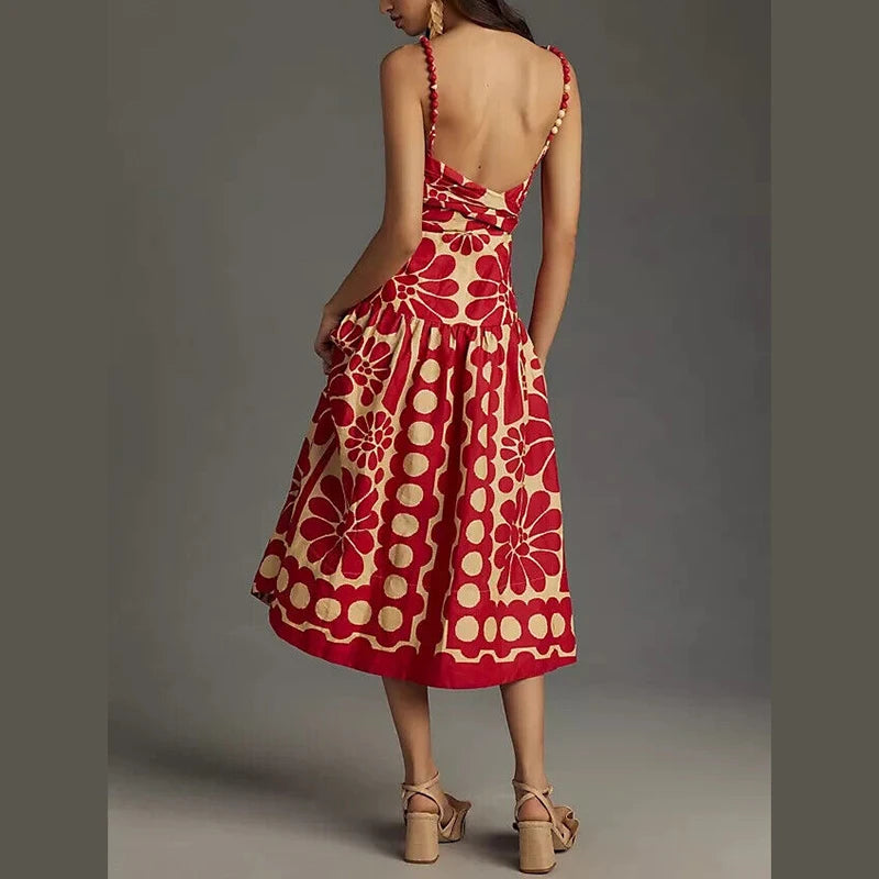 Elegant Party Dress Colorblock Sleeveless High Waist Backless Women Long Dress