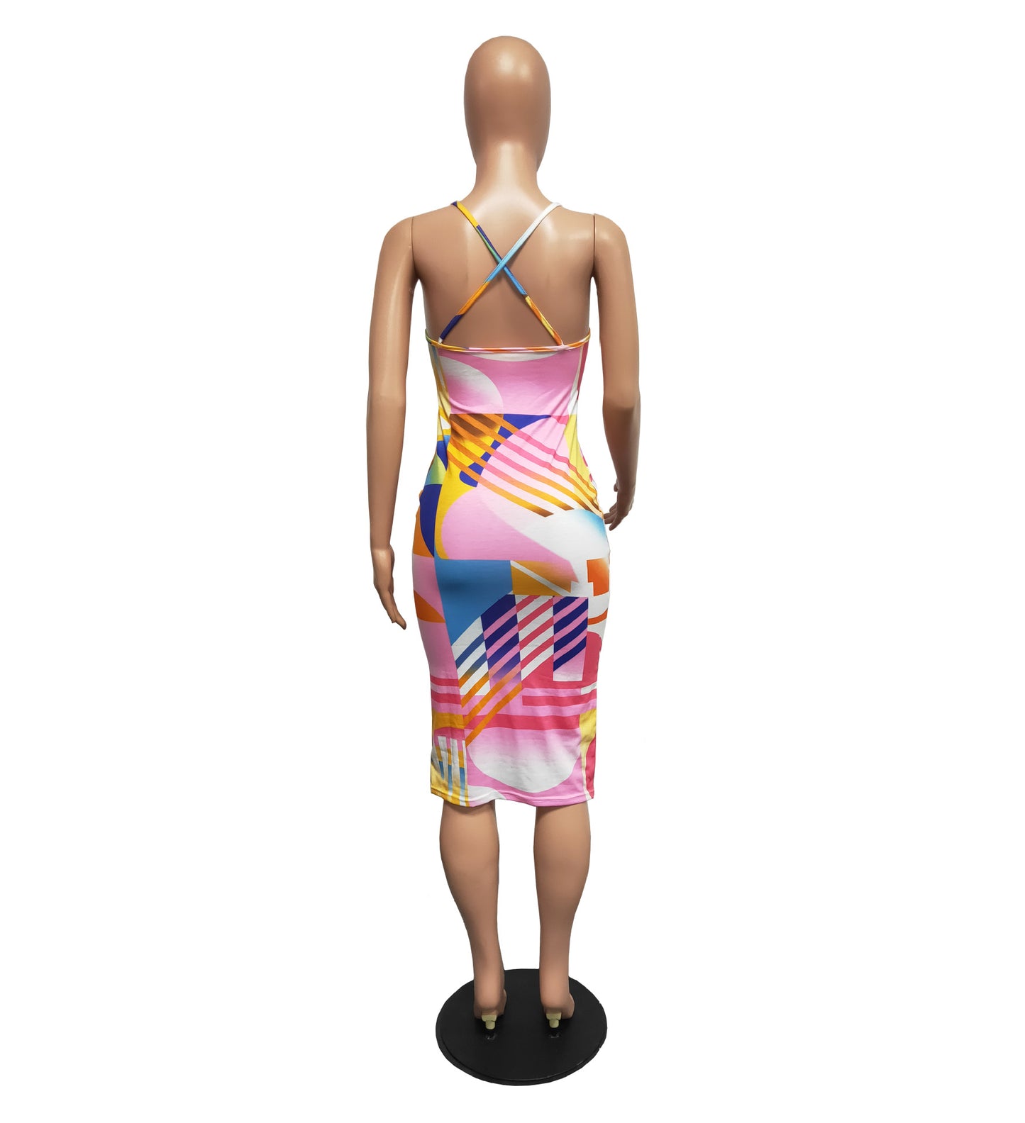 Women Long Dress Tie Tyed Backless Spandex Sheath Dress