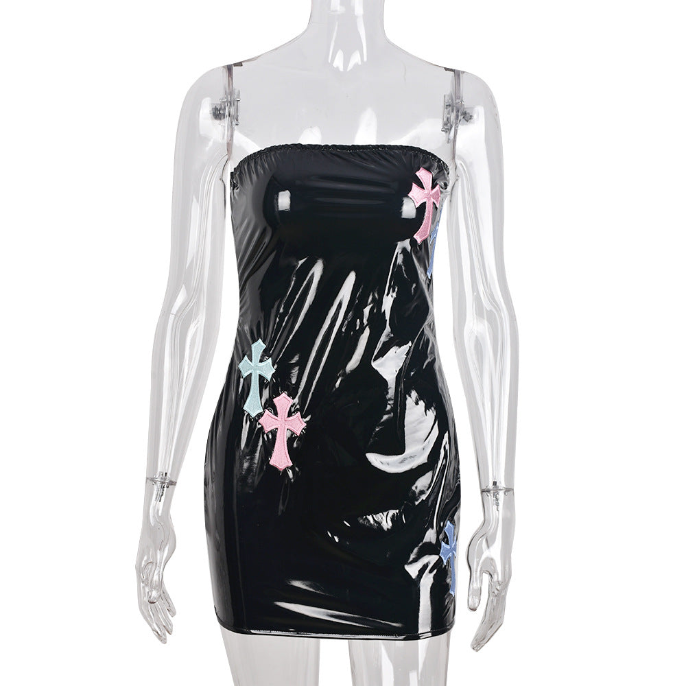 Ladies Sexy Casual Stylish Dress Plus Size Elegant Leather Summer Dress