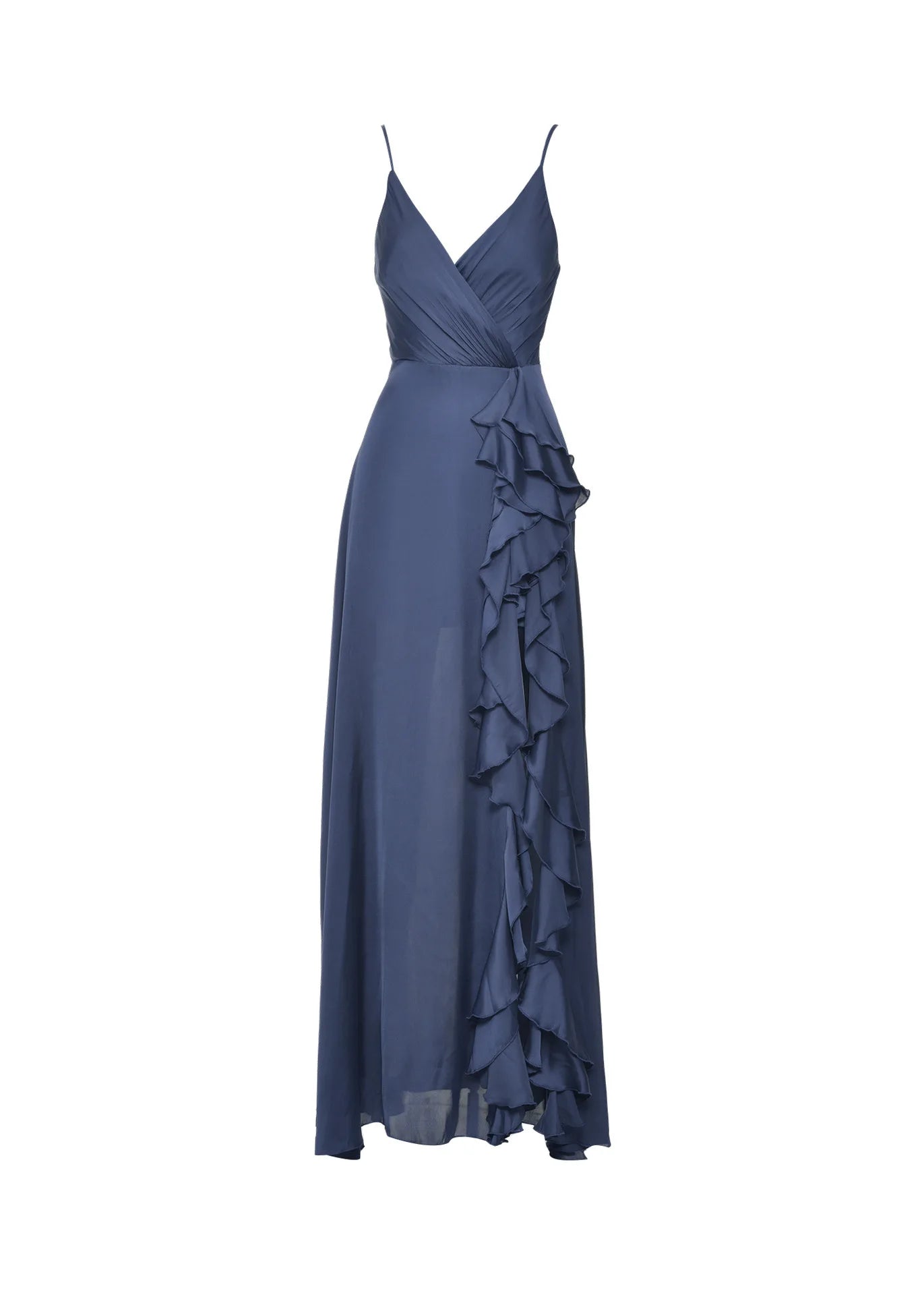 V-Neck Dress Wedding High Waist Ruffle Slit Party Dress