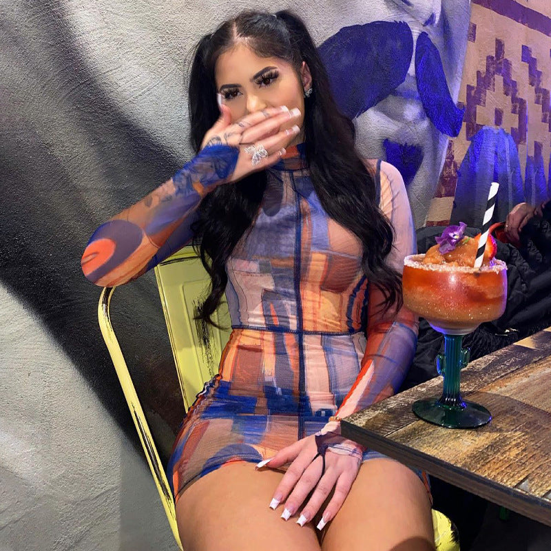 Sexy Long Sleeve Casual Short Dress Women