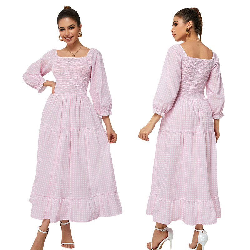 Long Elegant Casual Dress Woman Puff Sleeve Ladies Party Dress