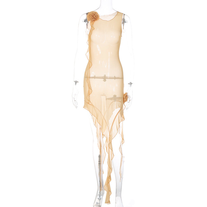 Summer Mesh Dress Boho Clothing Beach Outfits for Women Sexy Long Dress