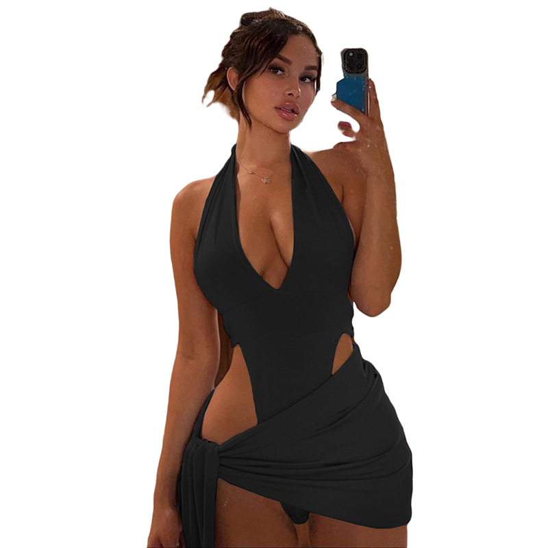 Backless With Bandage Dress Hollow Cut Out Dress Women Apparel Sexy Dresses