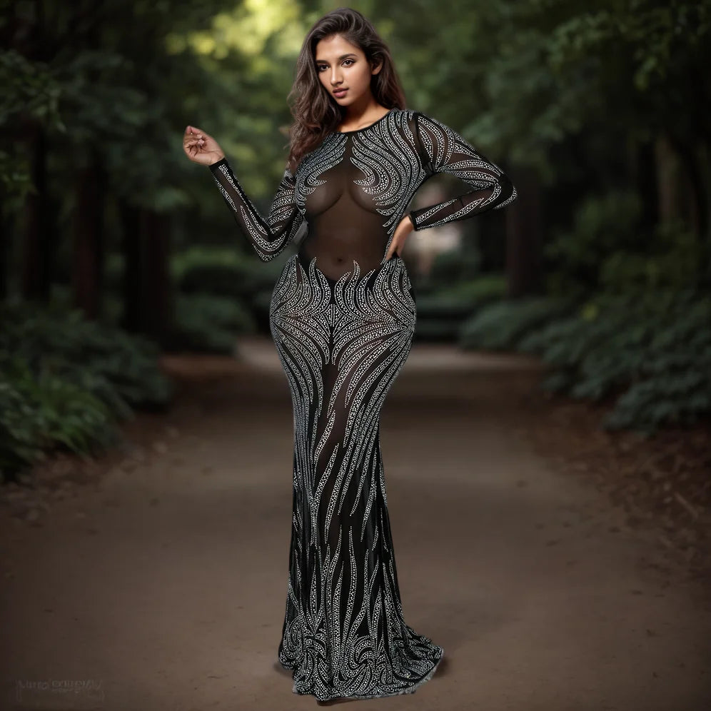 High Quality Party Gown Mermaid Transparent Women Evening Dress