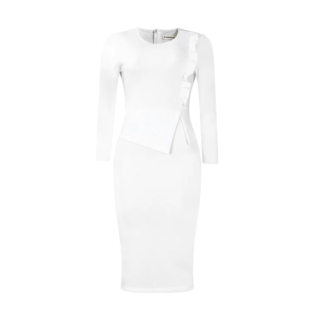 Plus Size Long Sleeve Ladies Office Elegant African Women Fashion Casual Dress