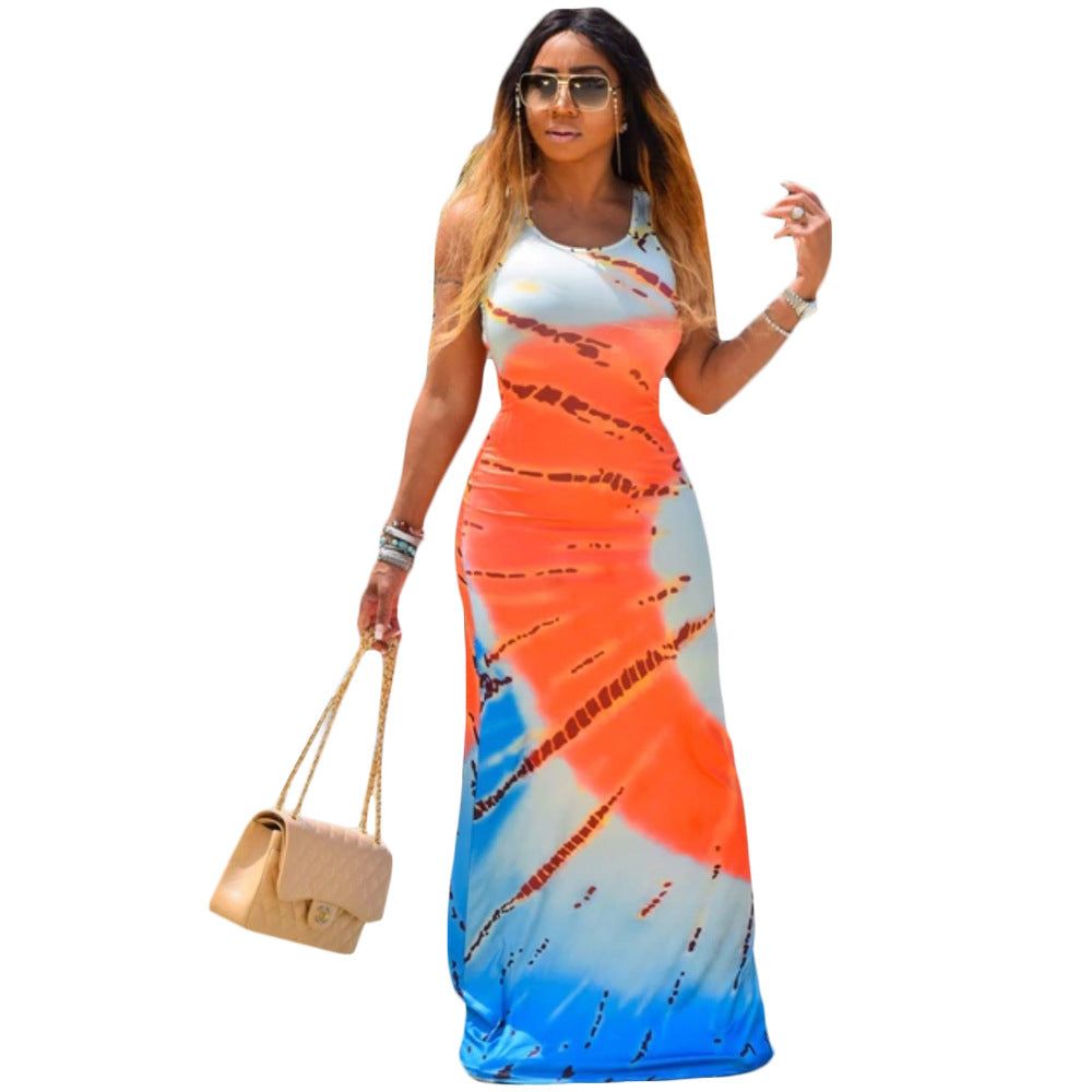 Paisley Printed Sleeveless Maxi Casual Long Dress