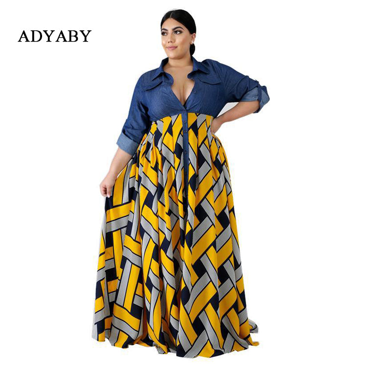 Europe v Neck Sexy Plus Size Party Dress