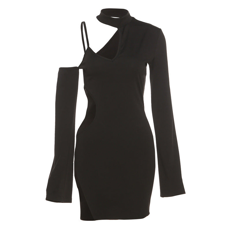 Black Satin Sexy Party Dress
