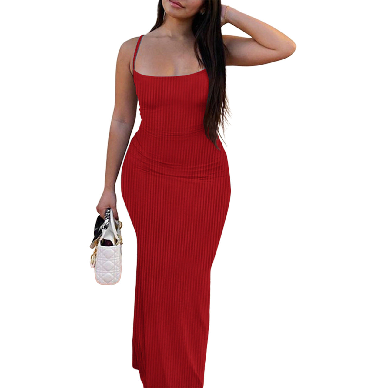 Women Casual Dress Trendy Solid Knitted Dress