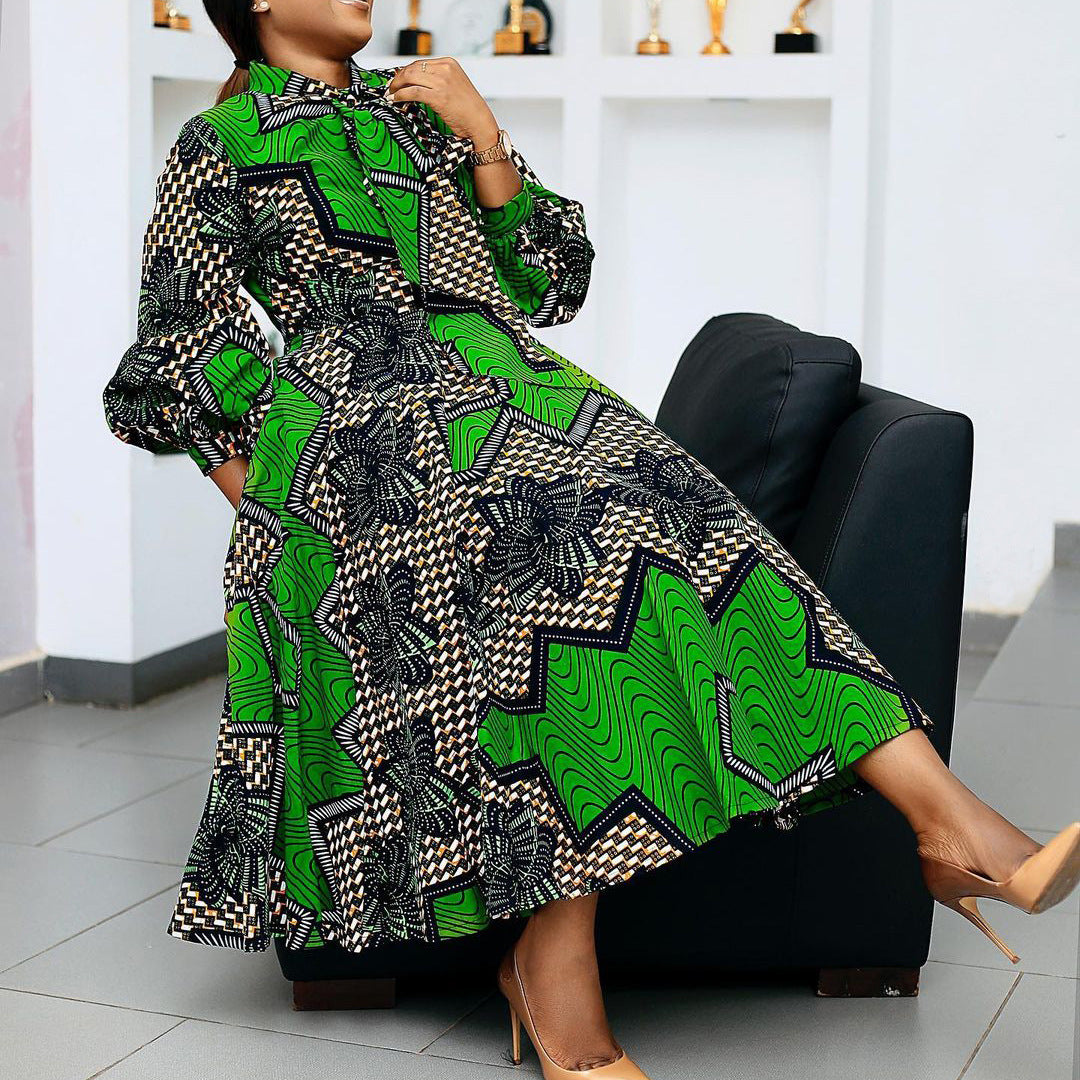 Women Elegant Casual Dress Printed Maxi Skirt