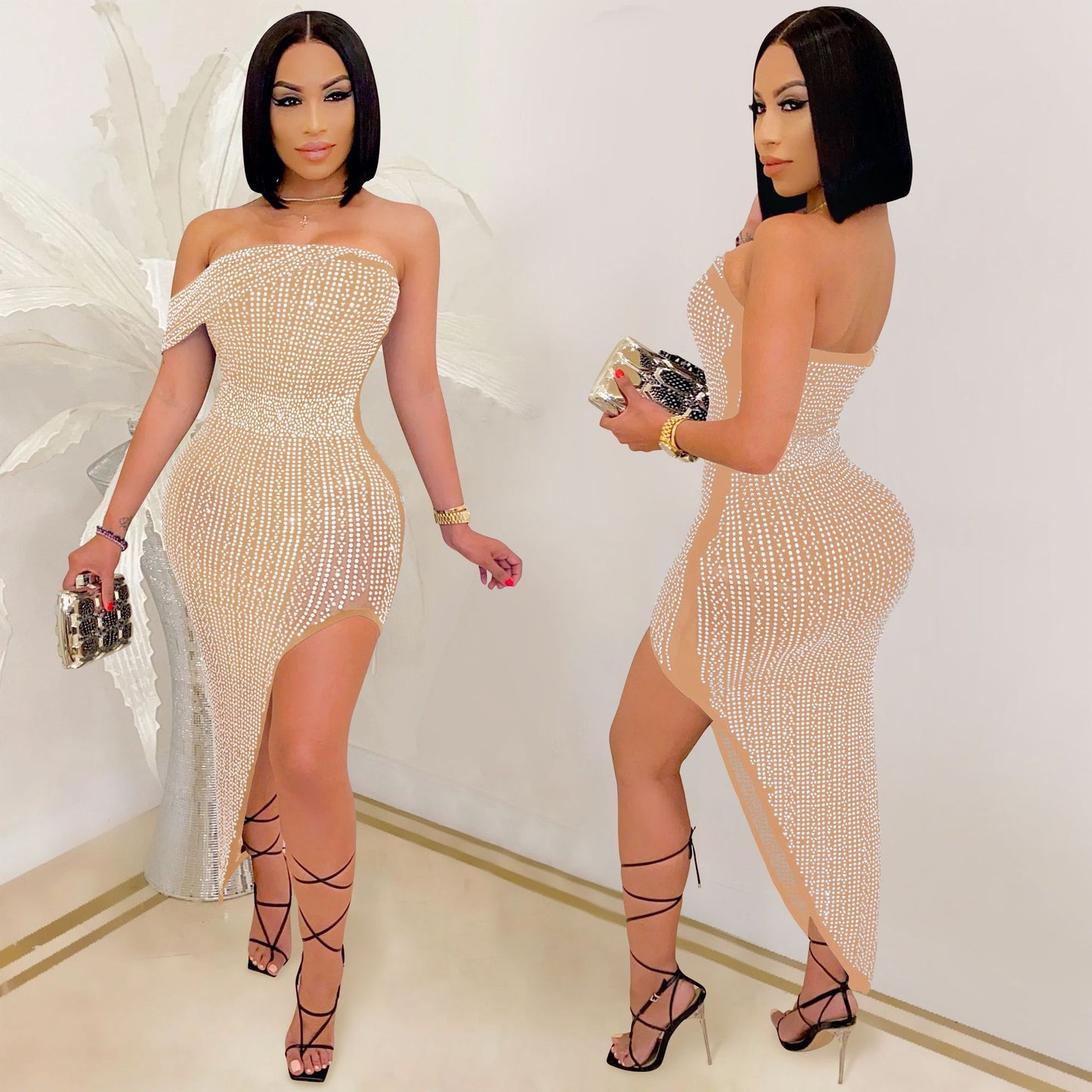 Sexy Irregular Summer Sheer Short Dress