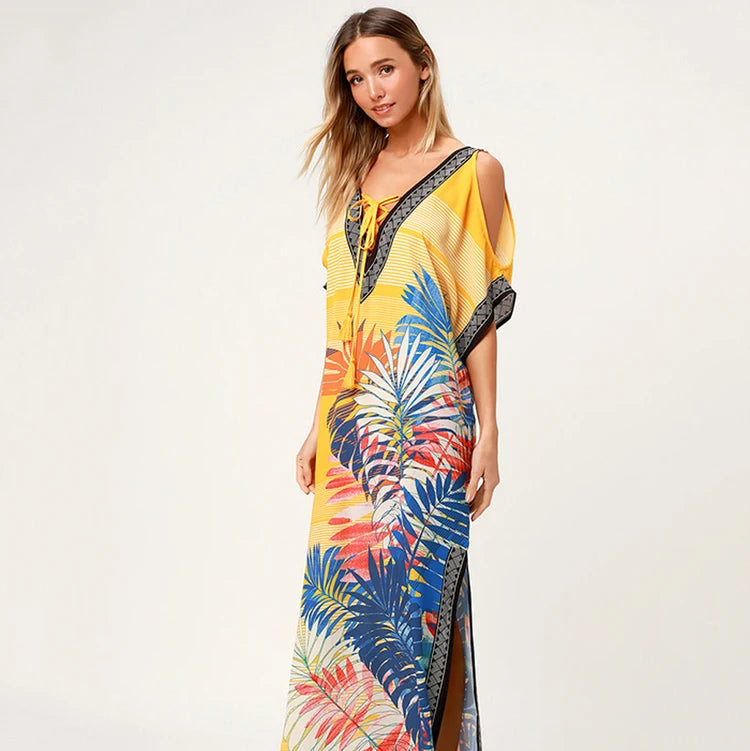 Boho Maxi Dress Printed Floral Fabrics Loose Clothes Dresses Women Lady Elegant